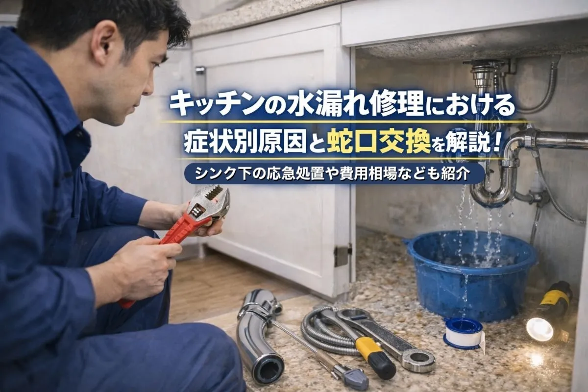 キッチンの水漏れ修理における症状別原因と蛇口交換を解説!シンク下の応急処置や費用相場なども紹介